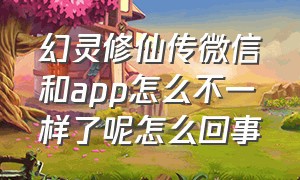 幻灵修仙传微信和app怎么不一样了呢怎么回事