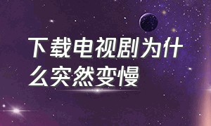 下载电视剧为什么突然变慢