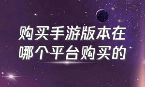 购买手游版本在哪个平台购买的