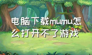 电脑下载mumu怎么打开不了游戏