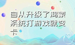 自从升级了鸿蒙系统打游戏就变卡