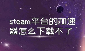 steam平台的加速器怎么下载不了