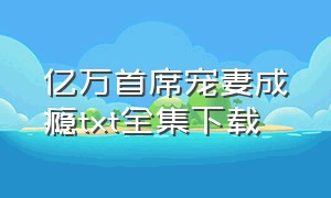 亿万首席宠妻成瘾txt全集下载