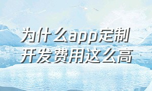 为什么app定制开发费用这么高