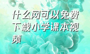 什么网可以免费下载小学课本视频