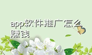 app软件推广怎么赚钱