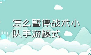 怎么暂停战术小队手游模式