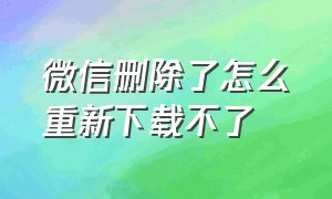 微信删除了怎么重新下载不了