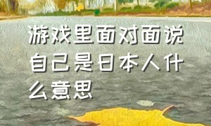 游戏里面对面说自己是日本人什么意思