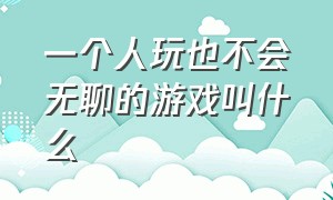 一个人玩也不会无聊的游戏叫什么