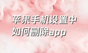 苹果手机设置中如何删除app