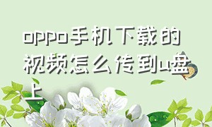 oppo手机下载的视频怎么传到u盘上