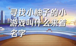 寻找小柚子的小游戏叫什么来着名字