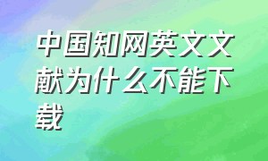 中国知网英文文献为什么不能下载