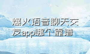 爆火语音聊天交友app哪个靠谱