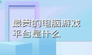 最贵的电脑游戏平台是什么