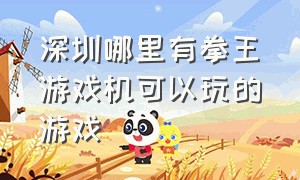 深圳哪里有拳王游戏机可以玩的游戏