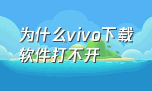 为什么vivo下载软件打不开