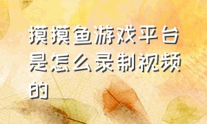 摸摸鱼游戏平台是怎么录制视频的