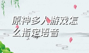 原神多人游戏怎么指定语音