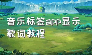 音乐标签app显示歌词教程