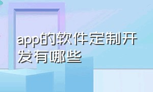 app的软件定制开发有哪些