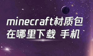 minecraft材质包在哪里下载 手机