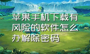 苹果手机下载有风险的软件怎么办解除密码