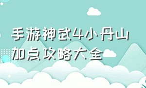 手游神武4小丹山加点攻略大全