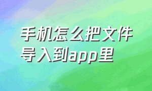 手机怎么把文件导入到app里