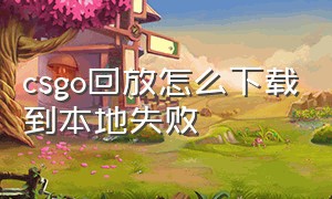 csgo回放怎么下载到本地失败