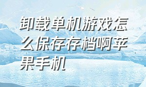 卸载单机游戏怎么保存存档啊苹果手机