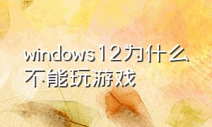 windows12为什么不能玩游戏