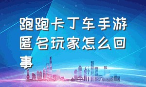 跑跑卡丁车手游匿名玩家怎么回事