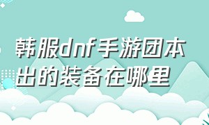 韩服dnf手游团本出的装备在哪里