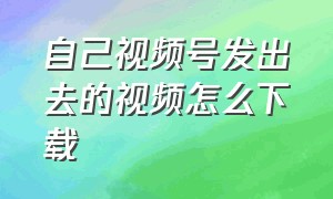 自己视频号发出去的视频怎么下载