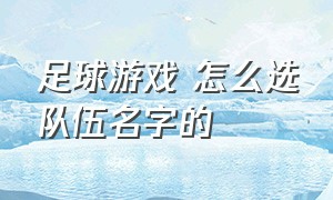 足球游戏 怎么选队伍名字的