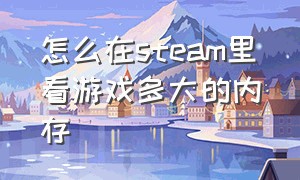 怎么在steam里看游戏多大的内存