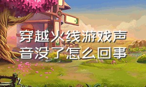 穿越火线游戏声音没了怎么回事