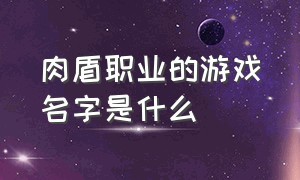 肉盾职业的游戏名字是什么