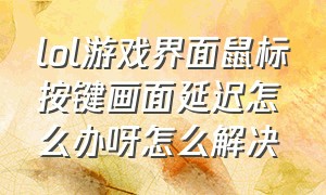 lol游戏界面鼠标按键画面延迟怎么办呀怎么解决