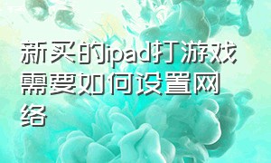 新买的ipad打游戏需要如何设置网络