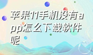 苹果11手机没有app怎么下载软件呢