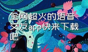 全网超火的语音交友app快来下载吧