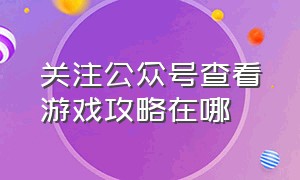 关注公众号查看游戏攻略在哪