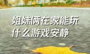 姐妹俩在家能玩什么游戏安静