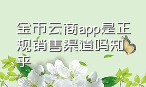 金币云商app是正规销售渠道吗知乎