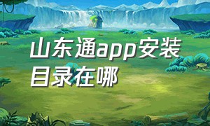 山东通app安装目录在哪