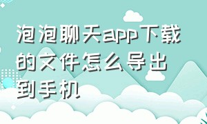 泡泡聊天app下载的文件怎么导出到手机