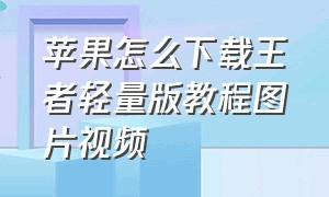 苹果怎么下载王者轻量版教程图片视频